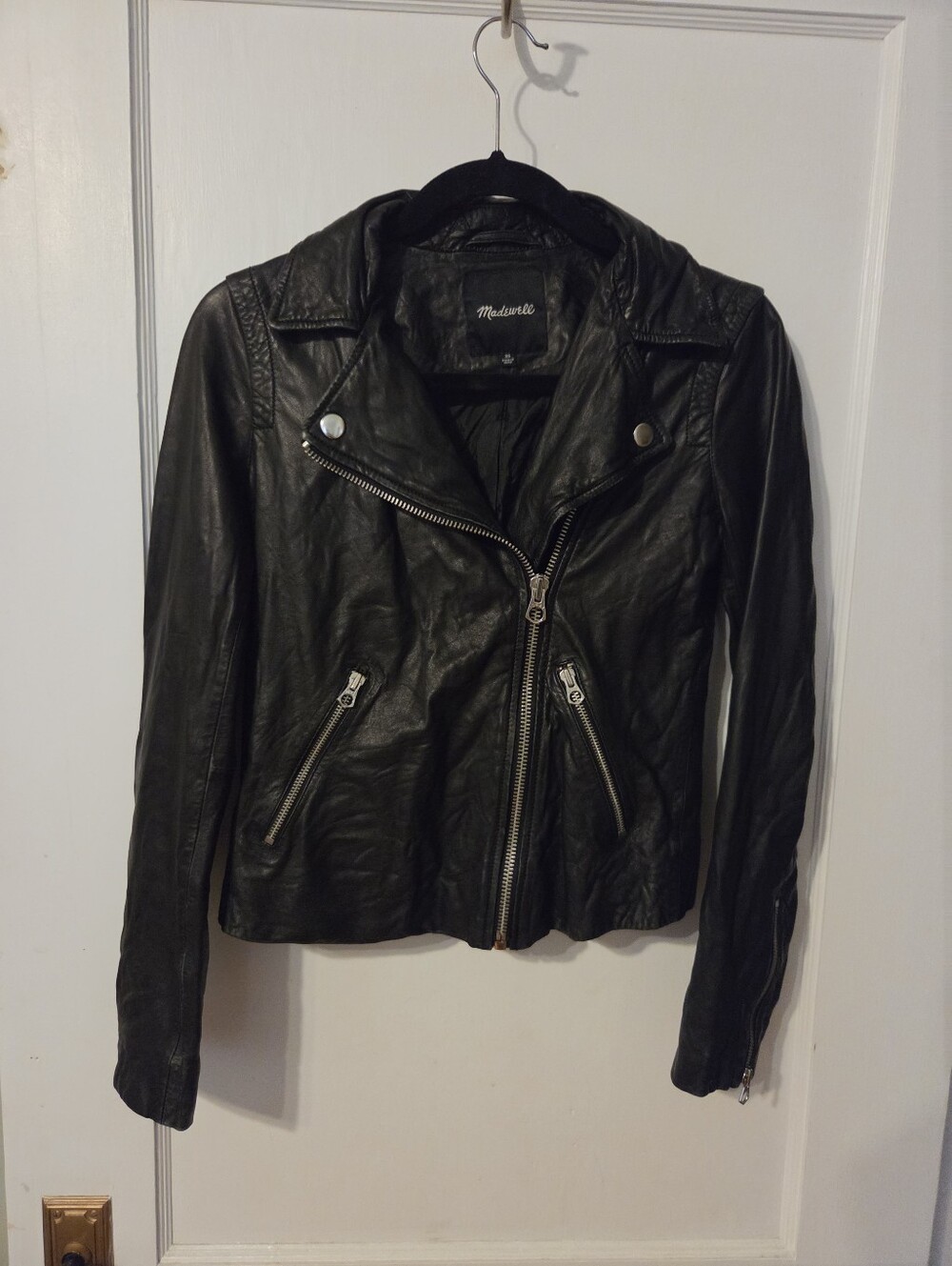 Madewell The Washed Leather Motorcycle Jacket Black XS - Picture 4 of 9